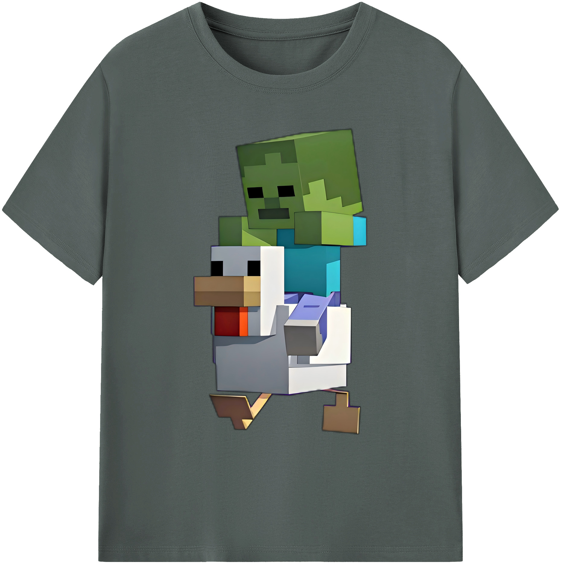 （画像用） マインクラフト ブロックの世界 Minecraft MC Block world 綿100％ メンズ半袖Tシャツ｜肌触りやわらか＆通気性